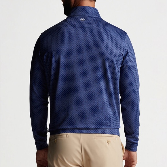 Peter Millar Golf Pullover Crown Sport Pina Skullada Print 1/4 Zip Medium Blue - Picture 3 of 7